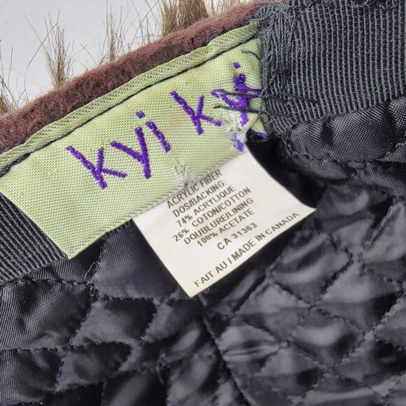Kyi Kyi Hat Brown Furry Faux Fur Cotton Blend Hat Cap‎ Canada Boho Festival